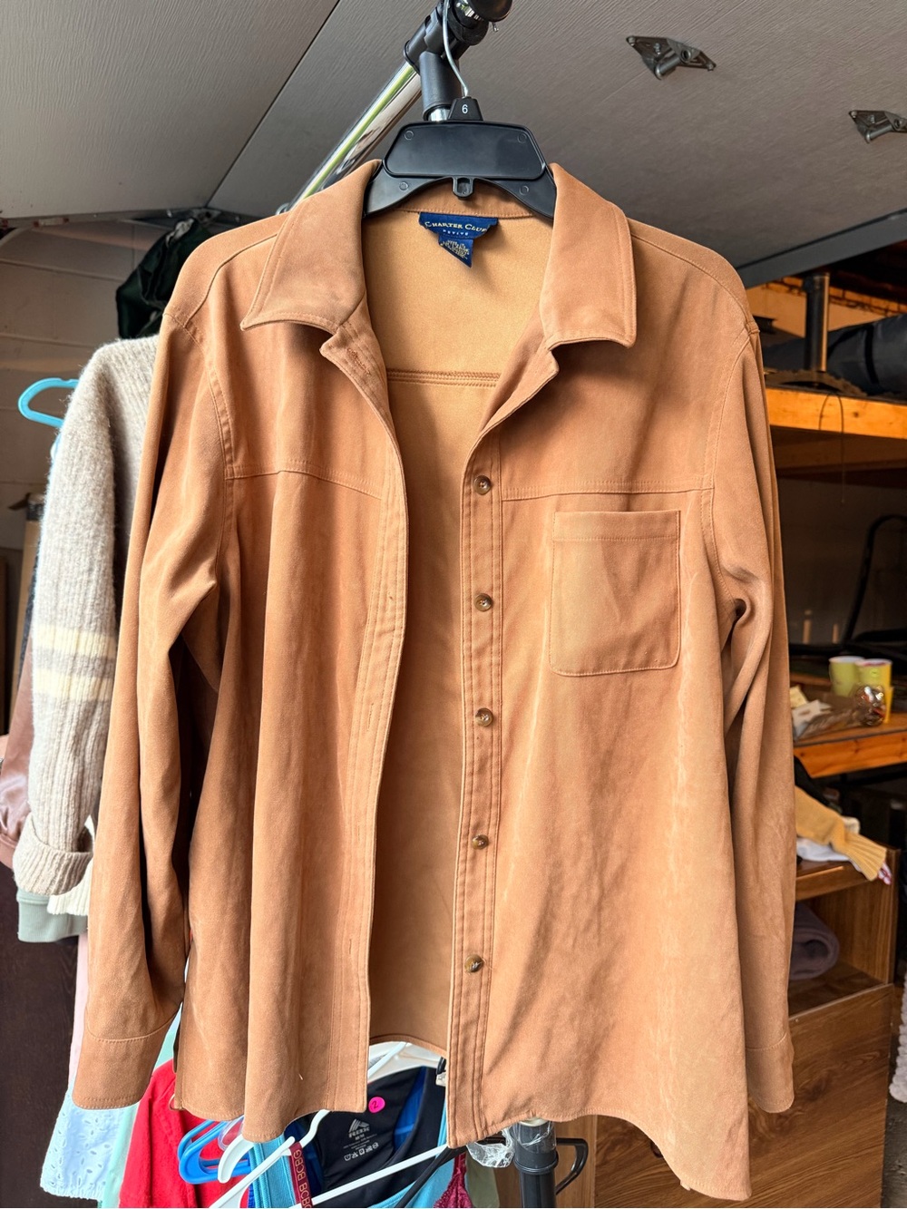 Charter Club Men's Tan Button-Front Shirt Jacket